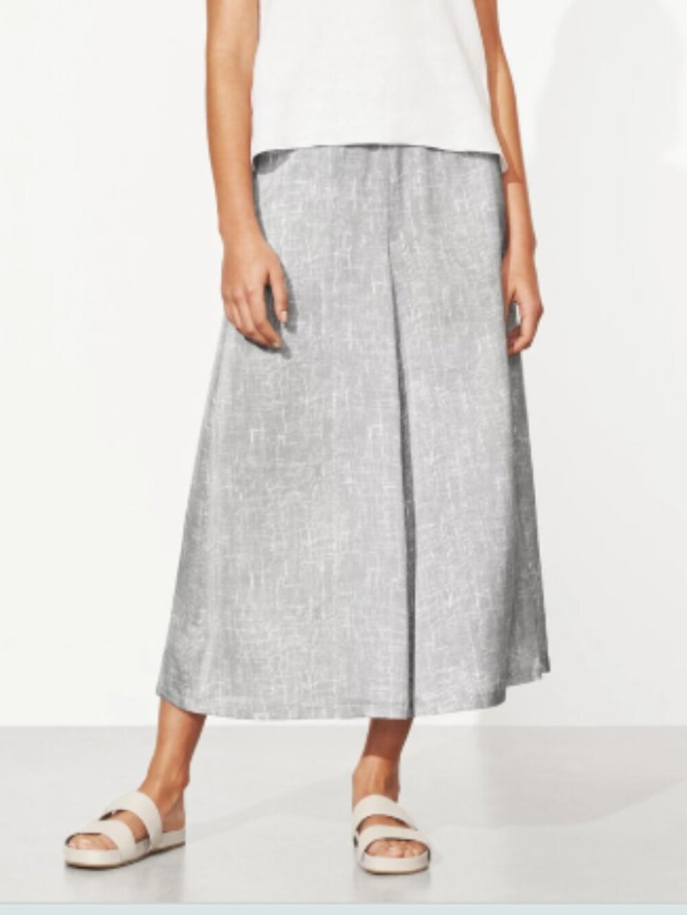 NWT Eileen Fisher Drift Silk Organic Cotton Culotte Pant Zinc Grey Size 3X Flowy